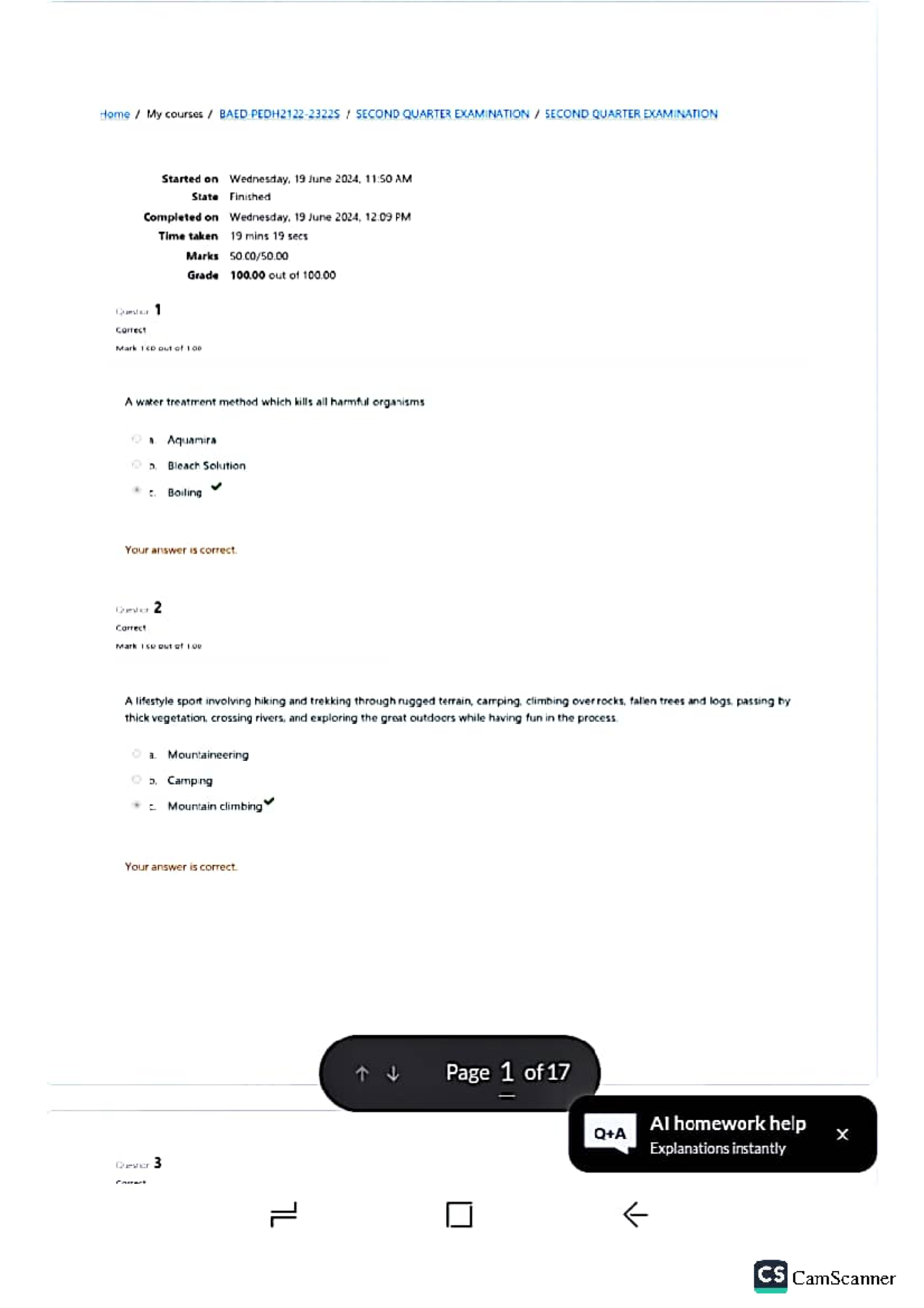 PEDH 2122 2nd Semester: 2nd Quarter Examination Insights and Results - Document Preview