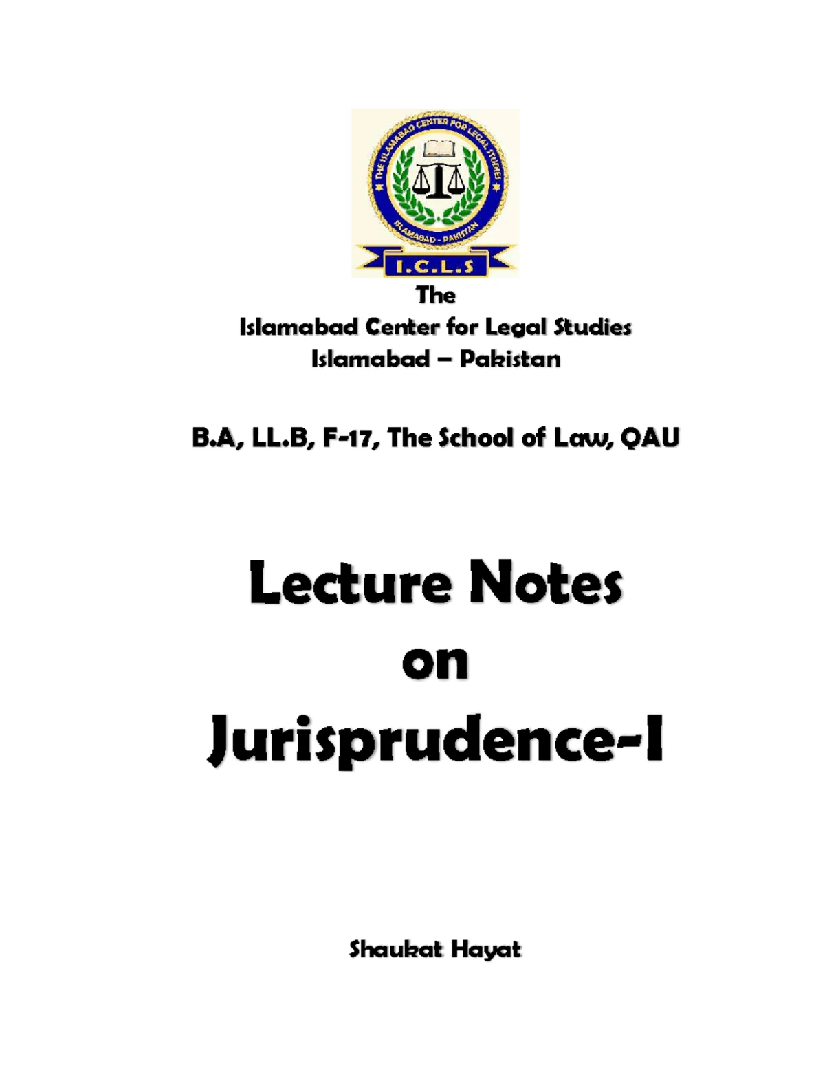 Notes on Jurisprudence: Key Concepts and Theories - Studocu
