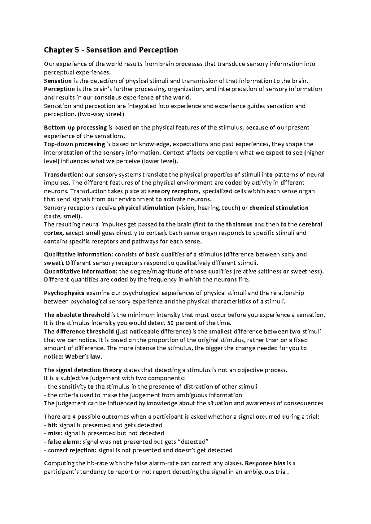 PSY 101 Chapter 5: Exploring Sensation and Perception Dynamics ...