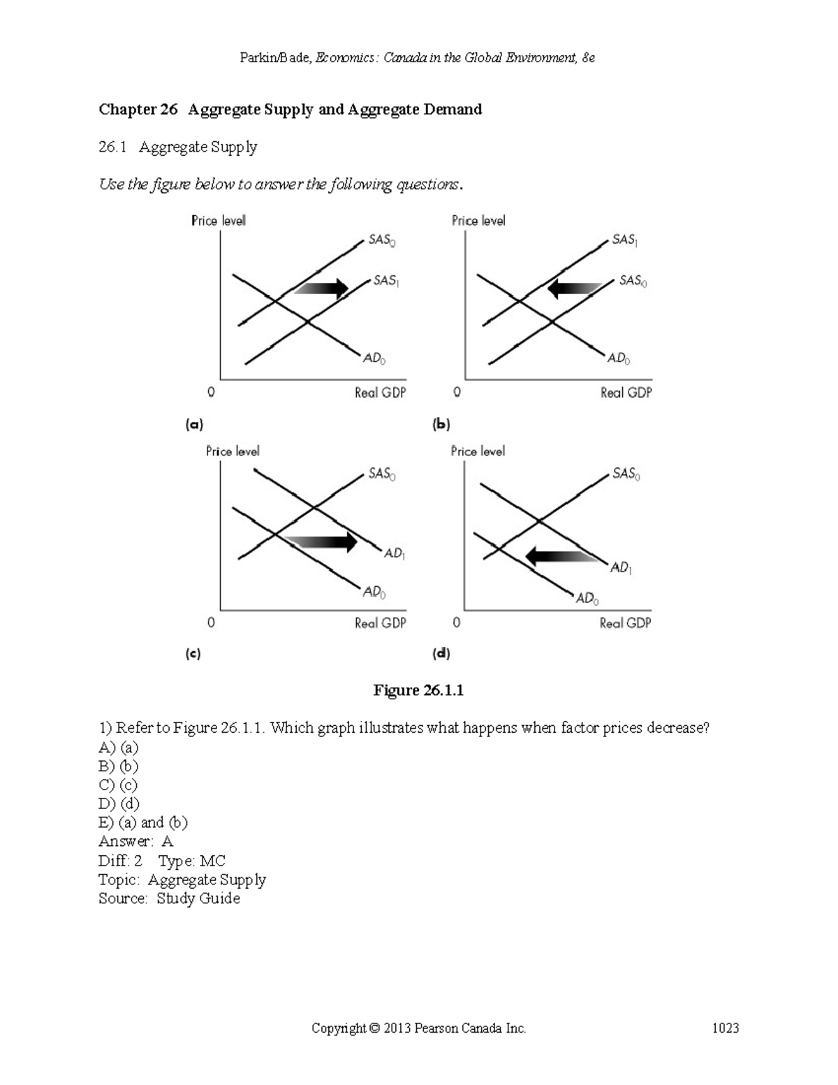 Chapter 26 MCQ- Chapter 26 Aggregate Supply and Aggregate Demand 26 ...
