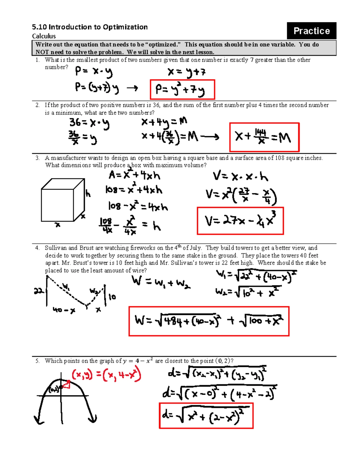 Calculus 5 - Optimization Techniques and Problem Set - Studocu