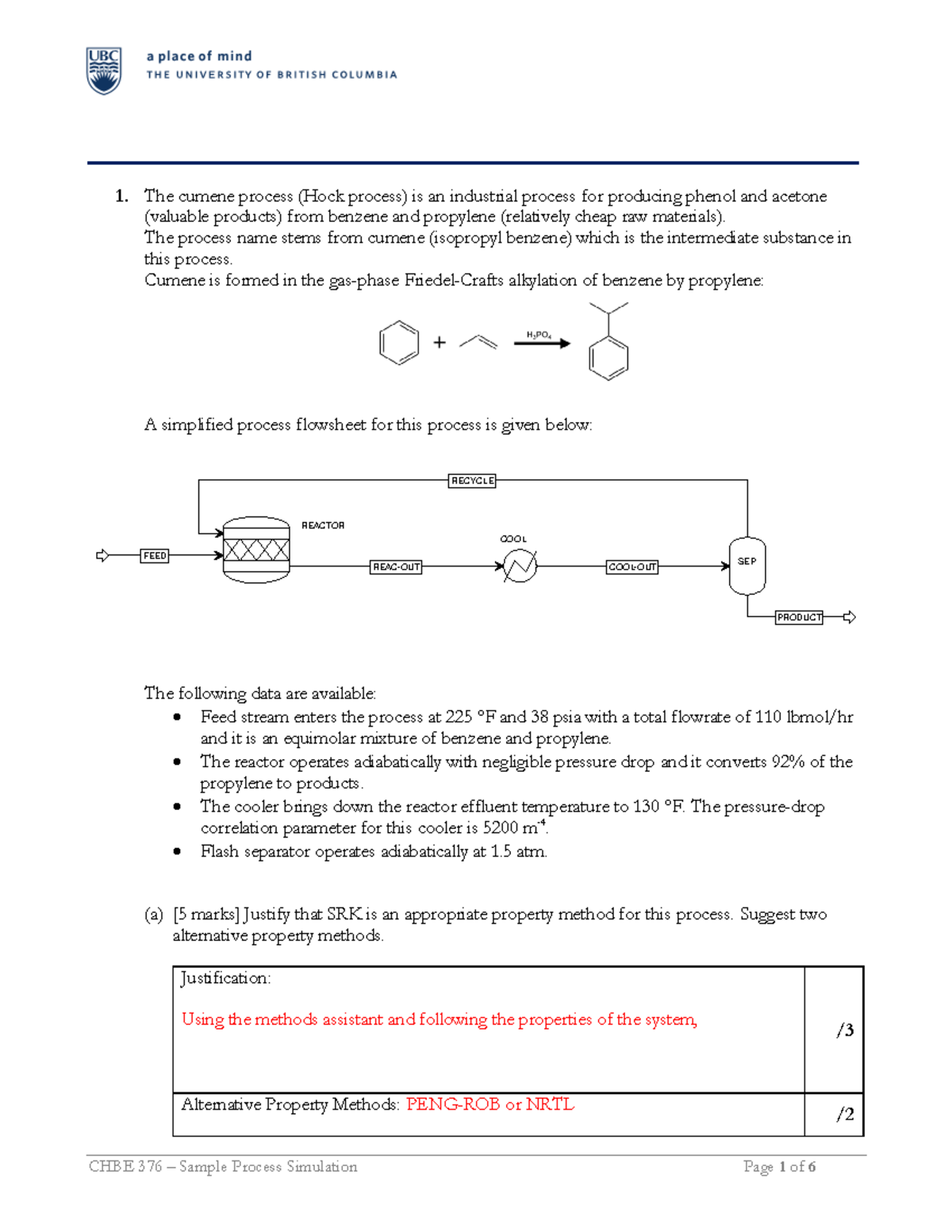 W 17 - W 17 - The cumene process (Hock process) is an industrial ...