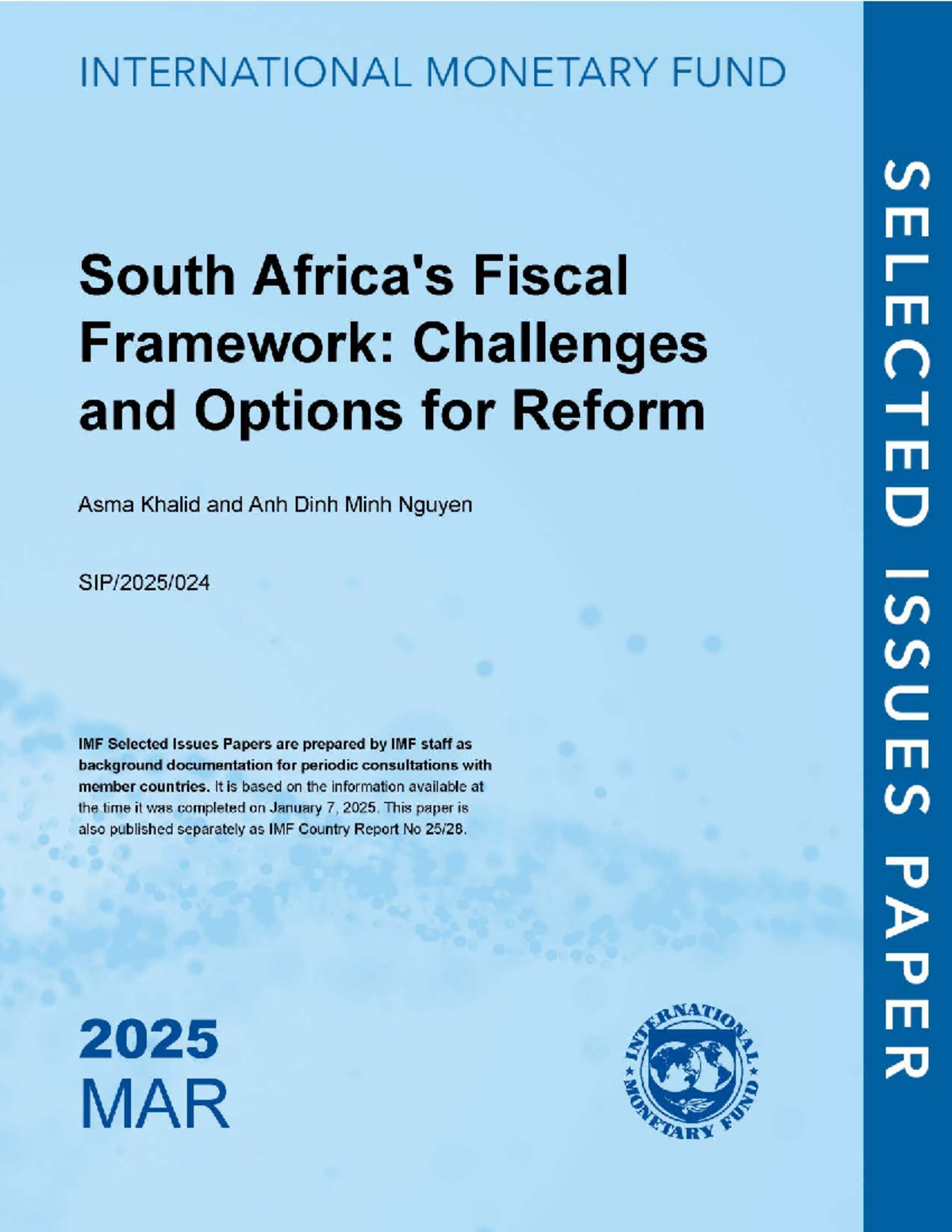 IMF Selected Issues Paper: South Fiscal Framework Reform Challenges ...