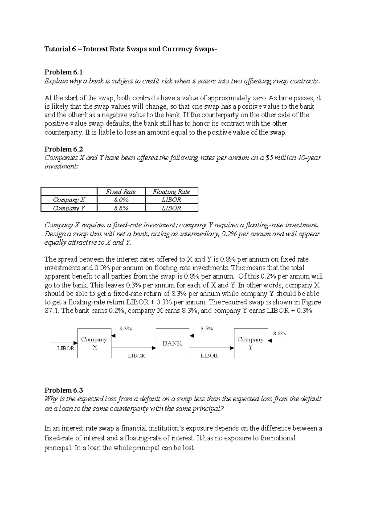 BAFI1029 Tutorial 6 Solutions: Interest and Currency Swaps Explained ...