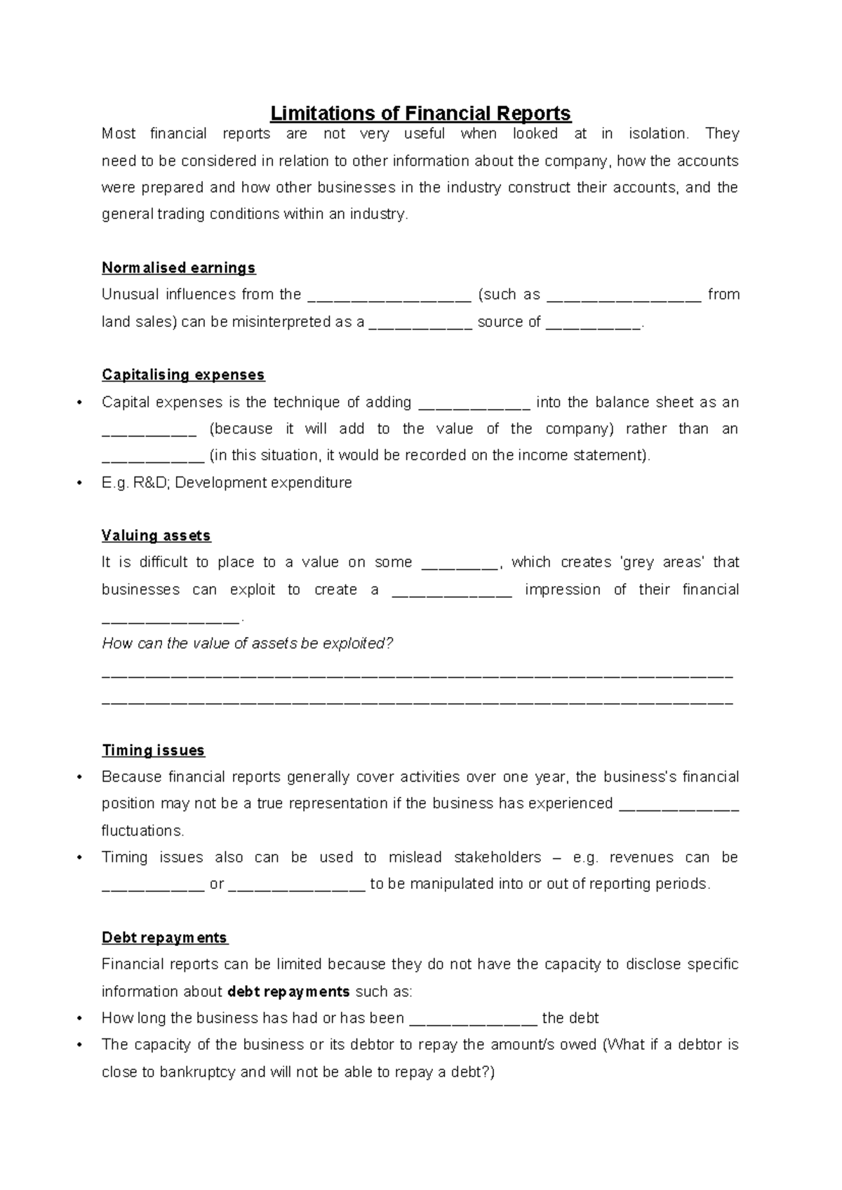 Limitations of Financial Reports: Key Insights and Challenges - Studocu