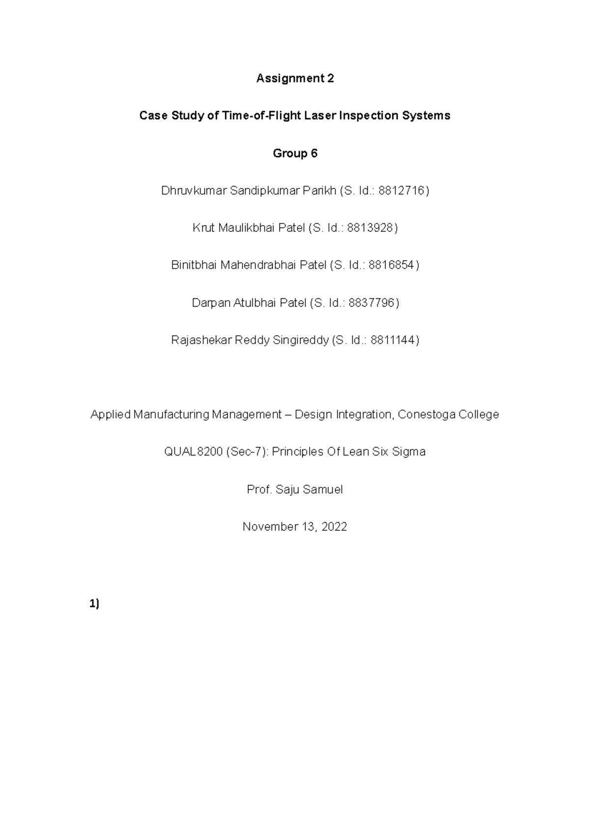 Project Charter Assignment-8137887 - ARGON SPECIFIC ERROR REDUCTION ...