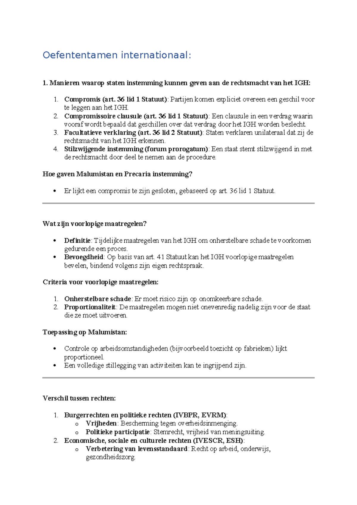 Oefententamen Internationaal Recht: Instemming en Rechtsmacht IGH ...