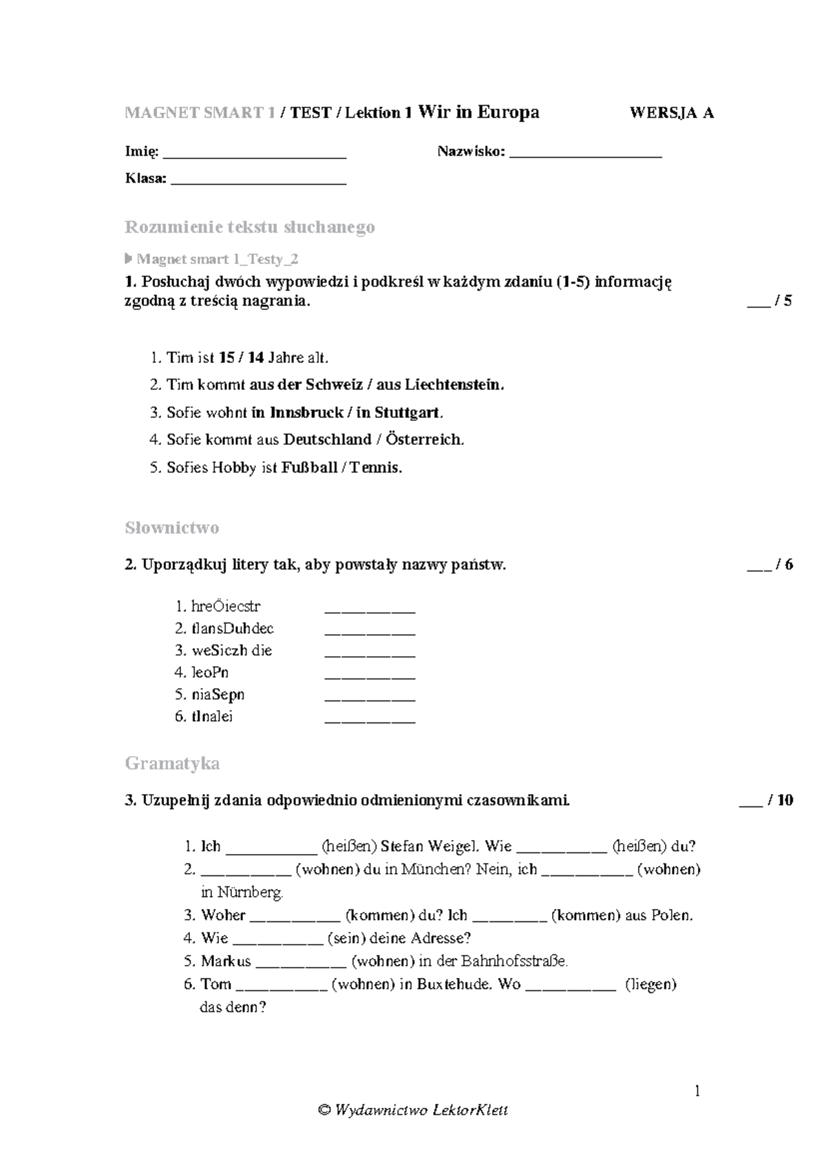 Magnet 1 Guter Start Sprawdzian Chomikuj