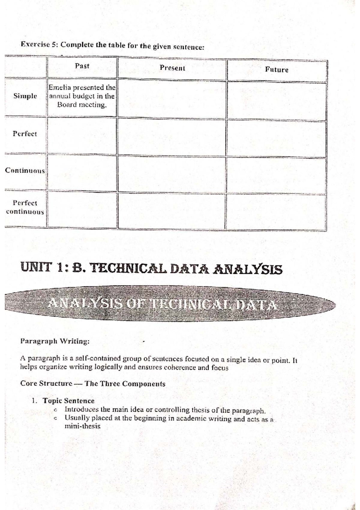 English Notes - Exercise 5: Analyzing Tenses and Writing Skills - Studocu