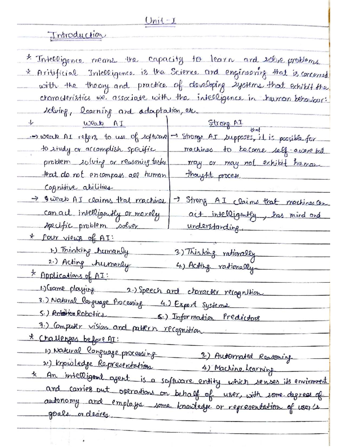 AI Unit I: Introduction to Intelligence and Problem Solving - Studocu