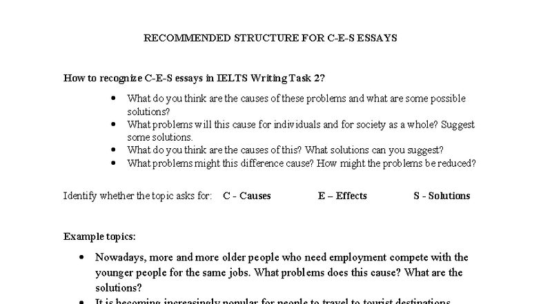 CES Essay Structure Recommendations for Band 7 in IELTS Writing - Studocu