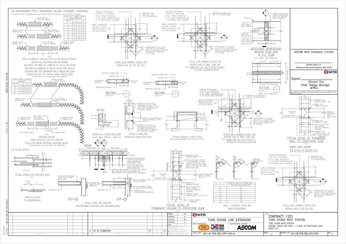 (E) Engineering Layout Sections for Reinforcement Type 2 Couplers - Studocu