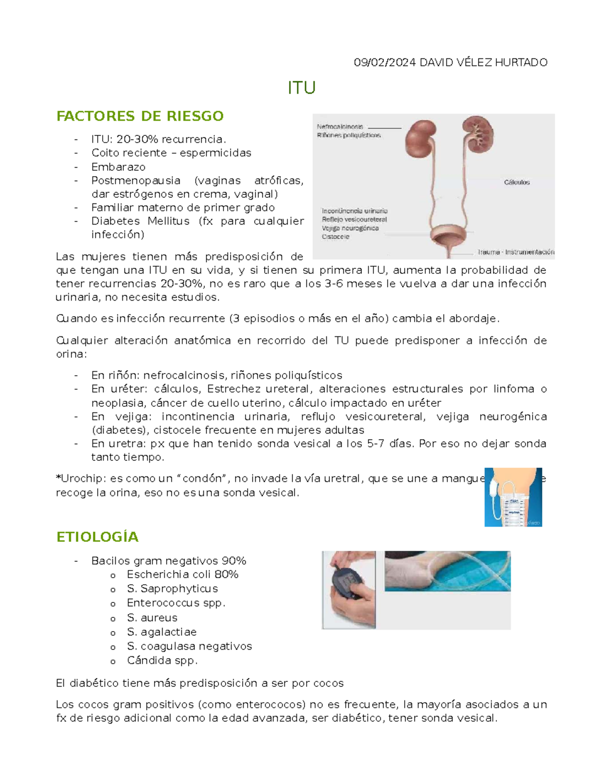Factores De Riesgo Y Manejo De Infecciones De Tracto Urinario Itu