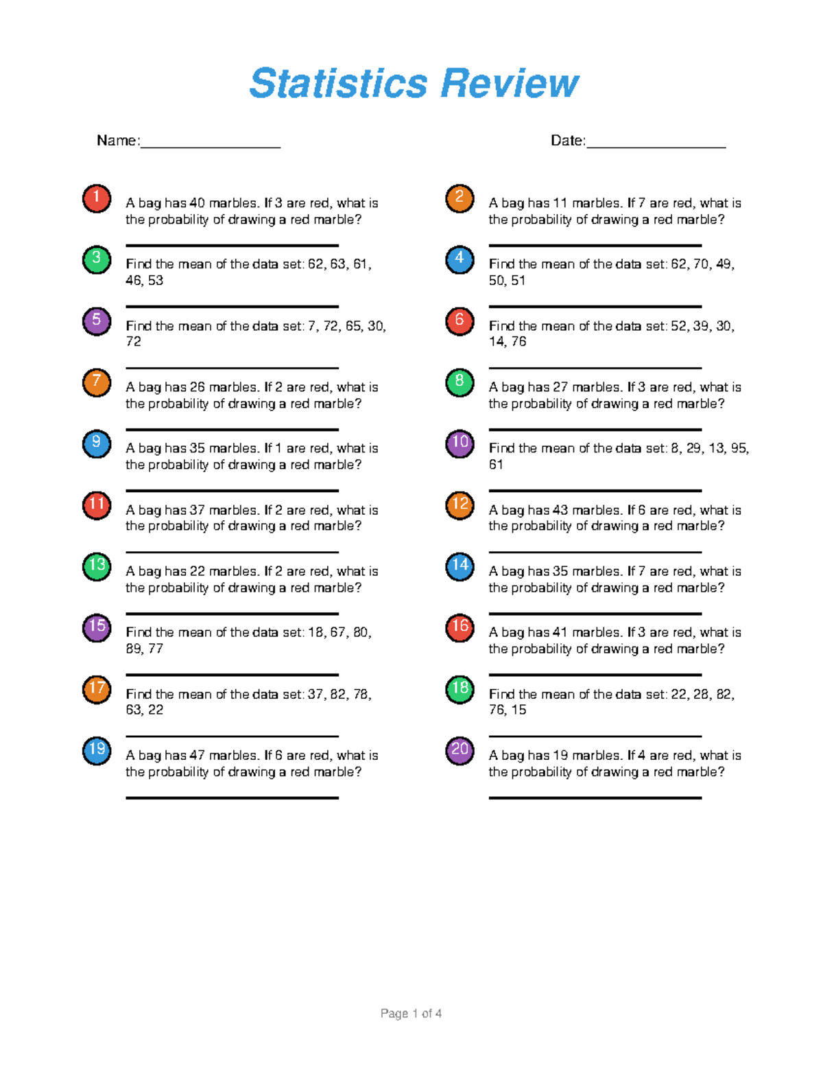 Statistics-Review 10 - Statistics - Name:_________________ Date ...