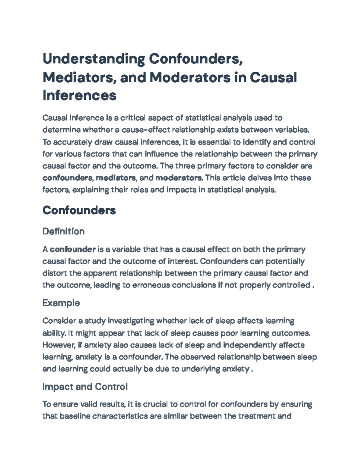 Understanding Confounders, Mediators, and Moderators in Causal ...