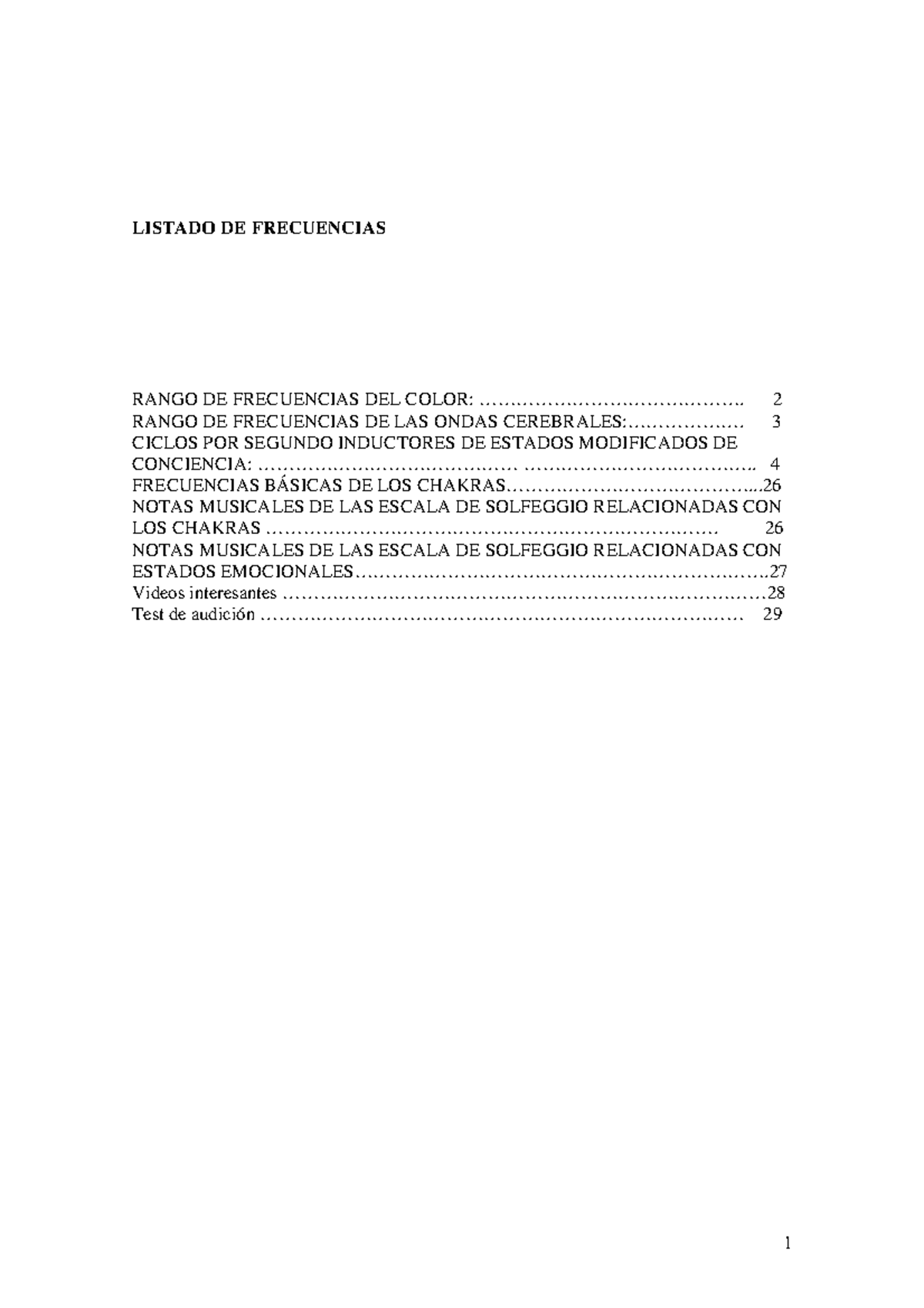 Listado de Frecuencias del Color y Ondas Cerebrales [Ciencias Ocultas] - Document Preview