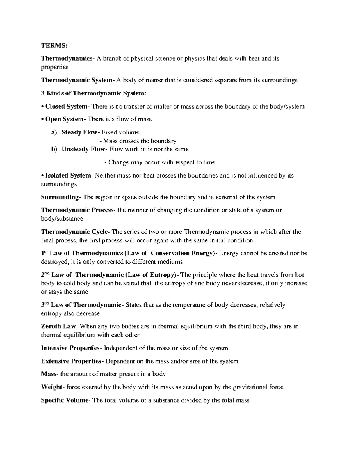 Reviewer for Thermodynamics: Concepts, Laws, and Calculations - Studocu