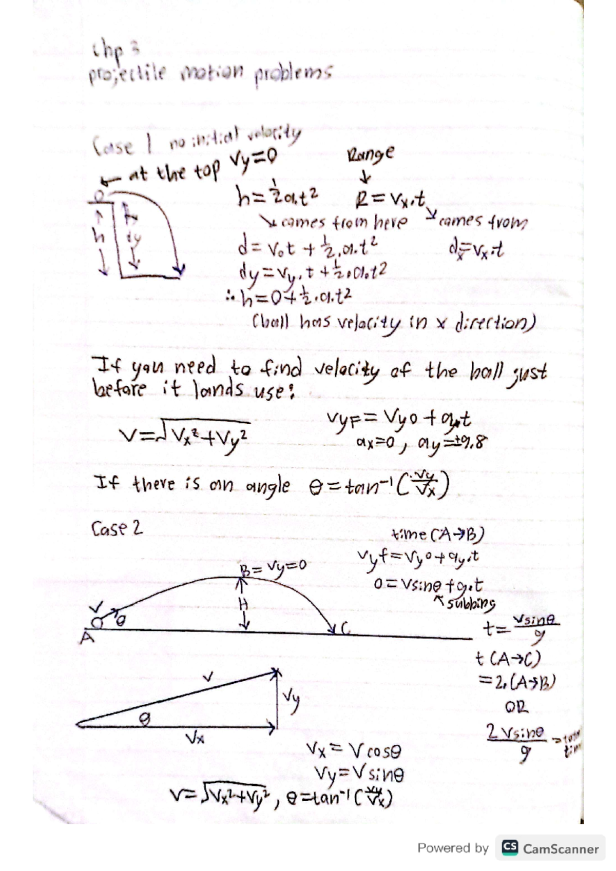 Projectile Motion Notes: Chapter 3 - Problems with No Initial Velocity ...