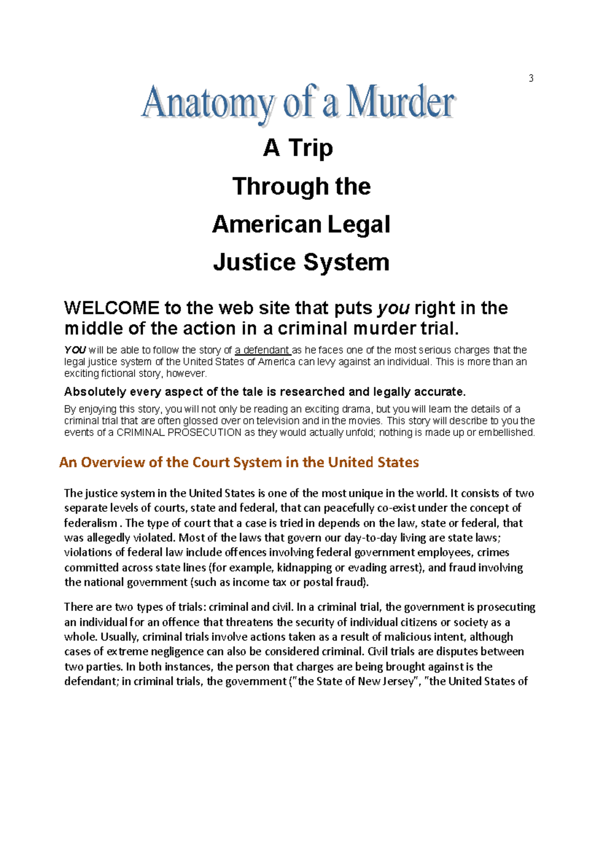 Anatomy of a Murder: Exploring the US Criminal Justice System - Studocu