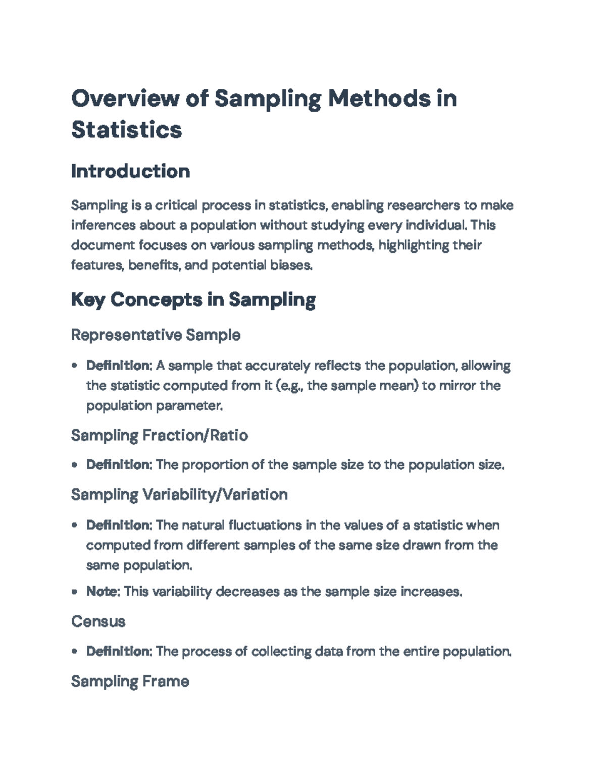 Sampling Methods in Statistics: Overview of Biases & Techniques - Studocu