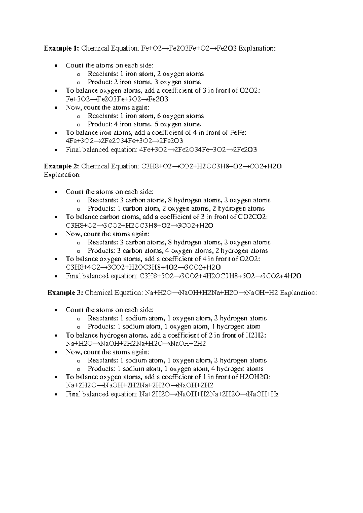 Yr 9 Chem - Balancing Chemical Equations Guide and Examples - Studocu