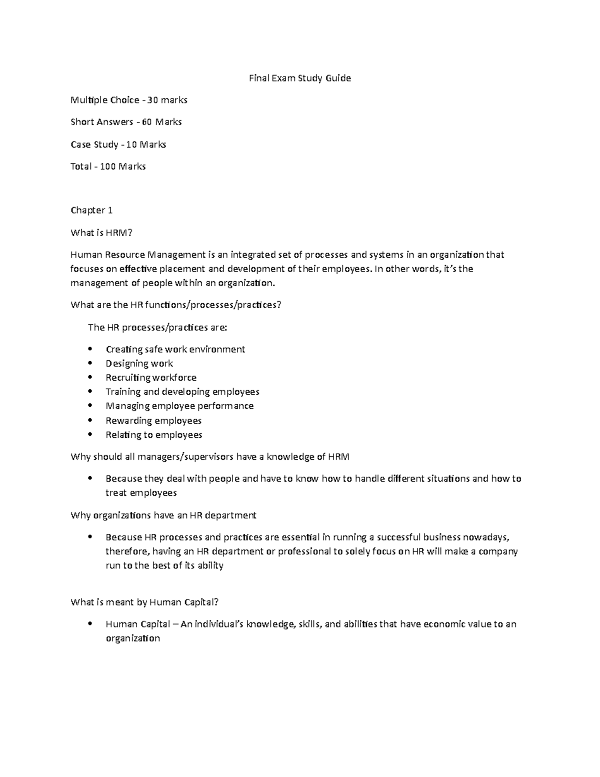 HRM 101: Comprehensive Final Exam Study Guide & Key Concepts - Studocu