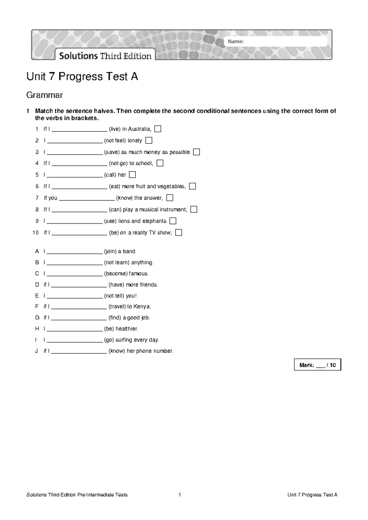 508217814 Sol3e Unit 7 Progress Test A: Grammar & Vocabulary - Studocu