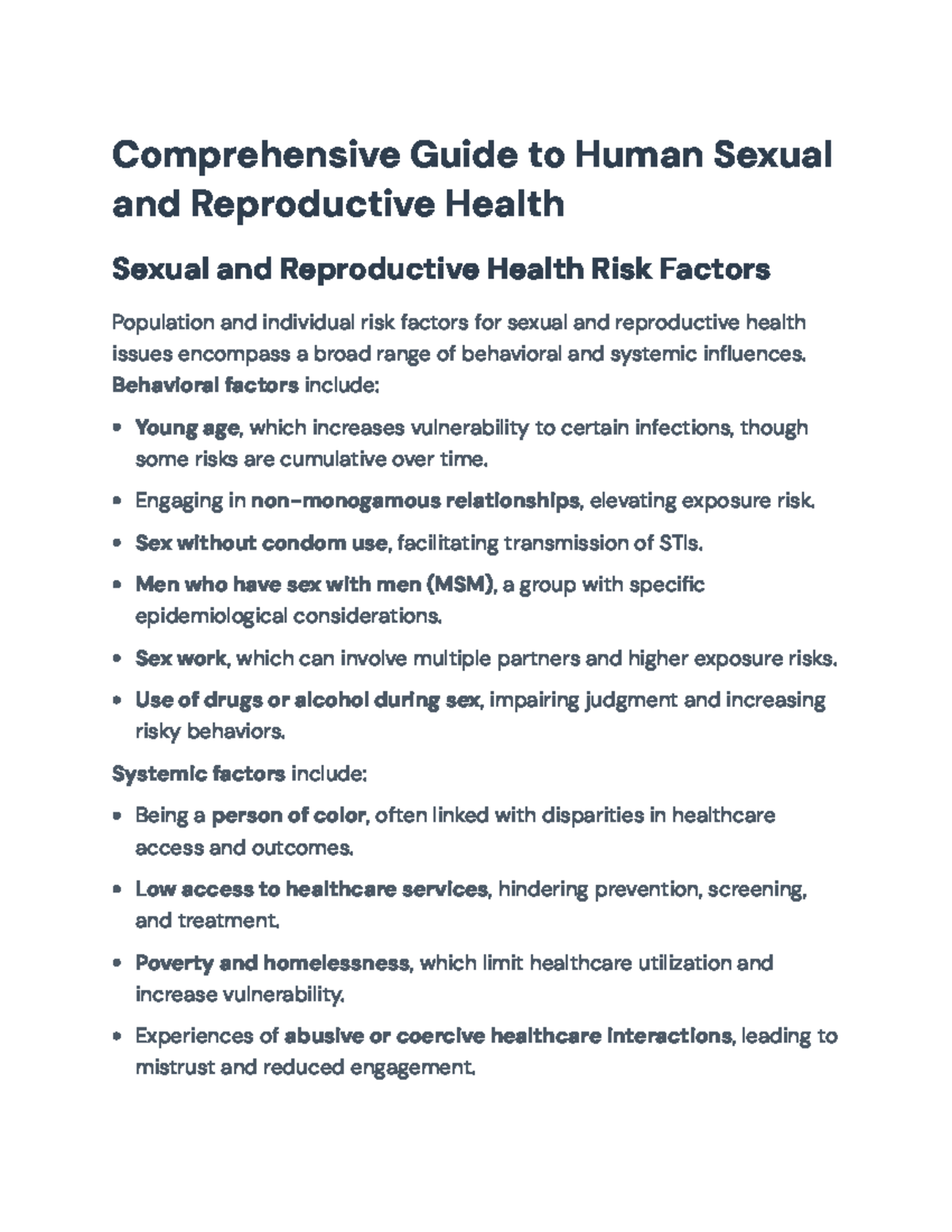 Comprehensive Overview of Sexual & Reproductive Health (SRH 101) - Studocu