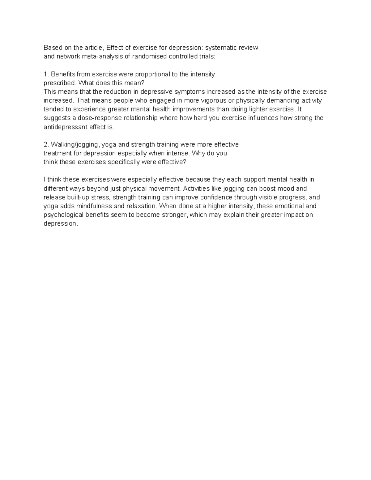 Effect of Exercise on Depression: Systematic Review & Benefits (Course ...