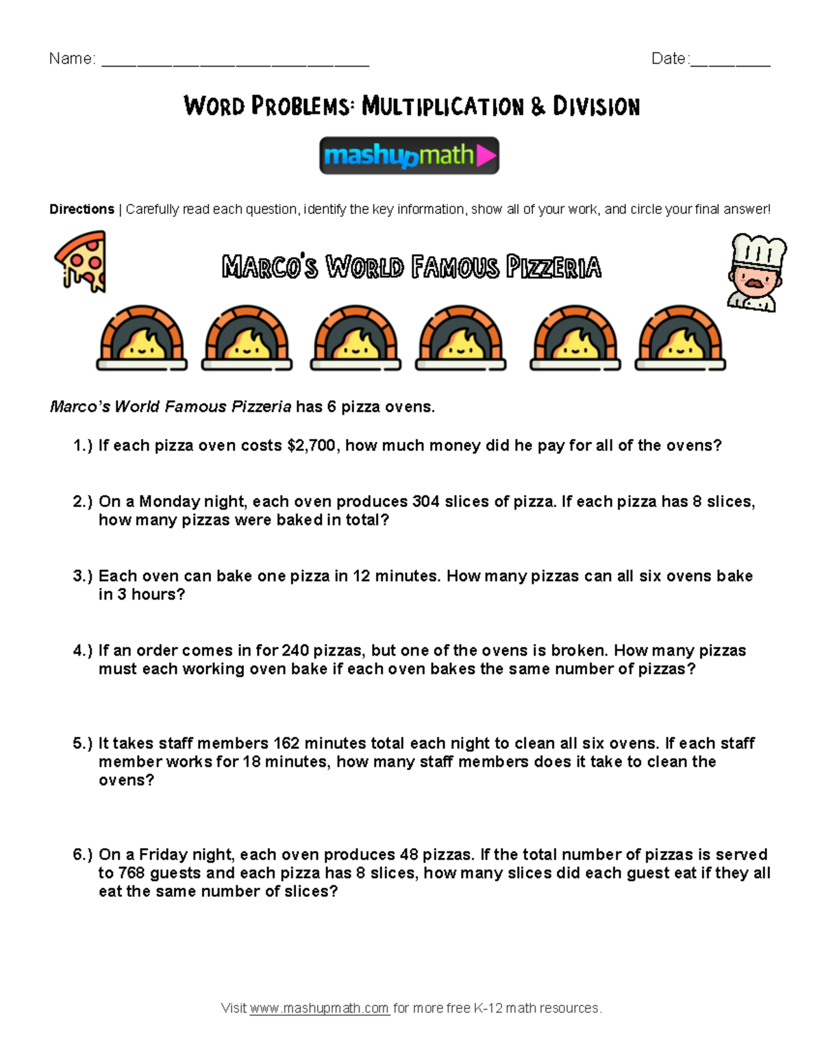 4th Word Problems Mult Div - Visit mashupmath for more free K-12 math ...