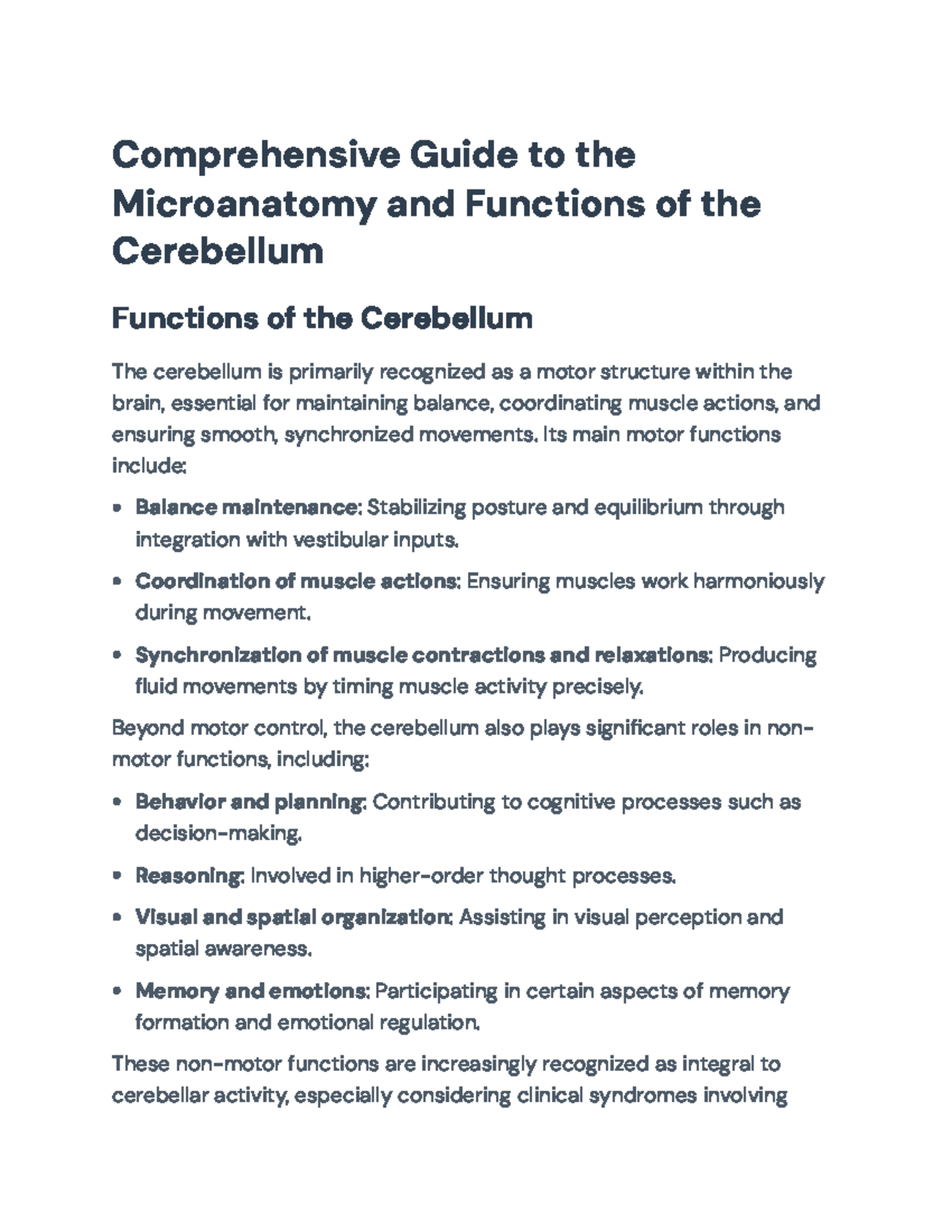 CEREB 101: Comprehensive Overview of Cerebellar Microanatomy ...