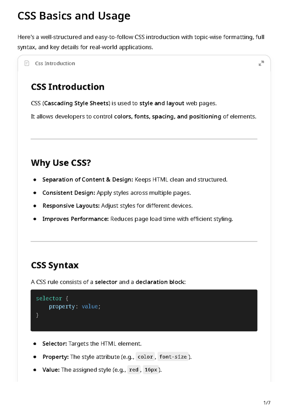 CSS Basics and Usage - easy to use - CSS Basics and Usage Here's a well ...