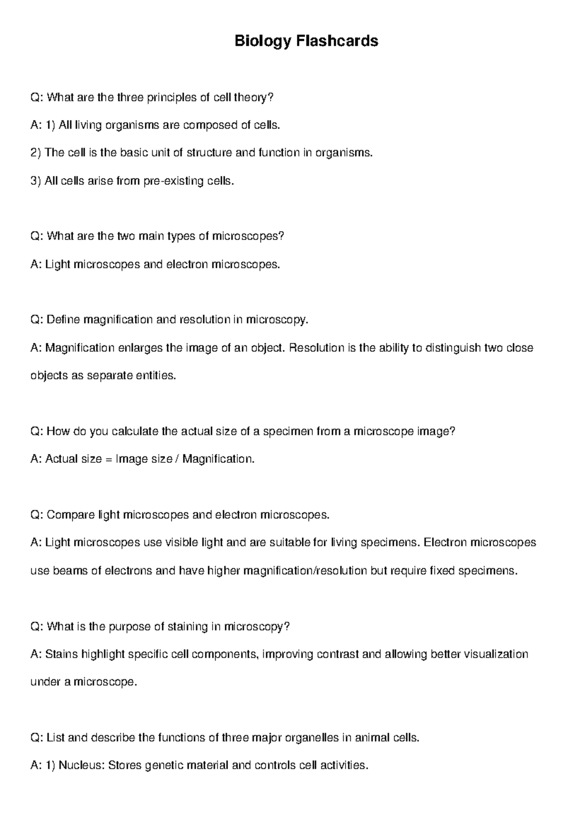 Biology Flashcards - 2) The cell is the basic unit of structure and ...