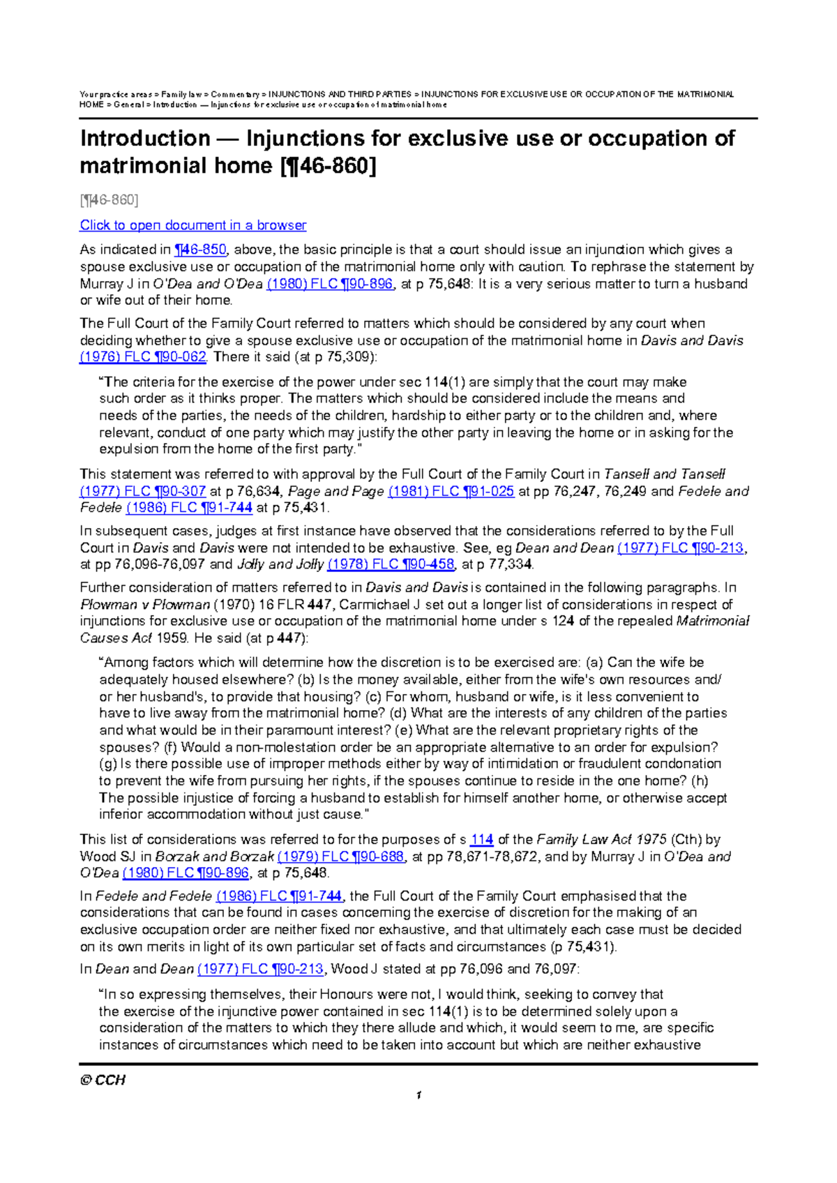 Family Law Commentary: Injunctions for Exclusive Use of Matrimonial ...