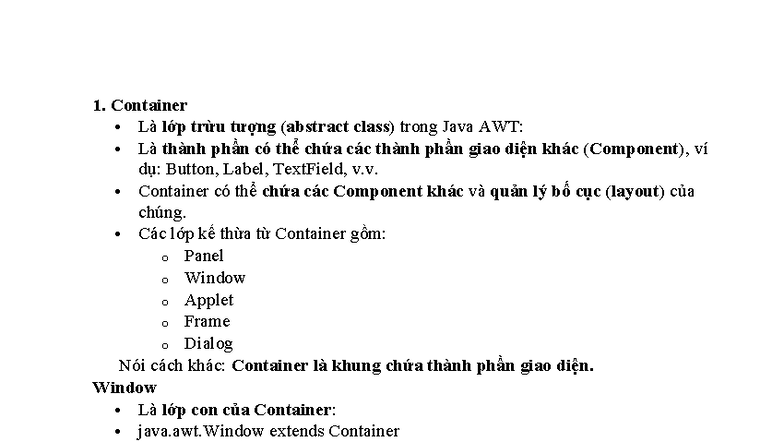 Bài Tập GUI Java: Container, Layouts và Components - Studocu
