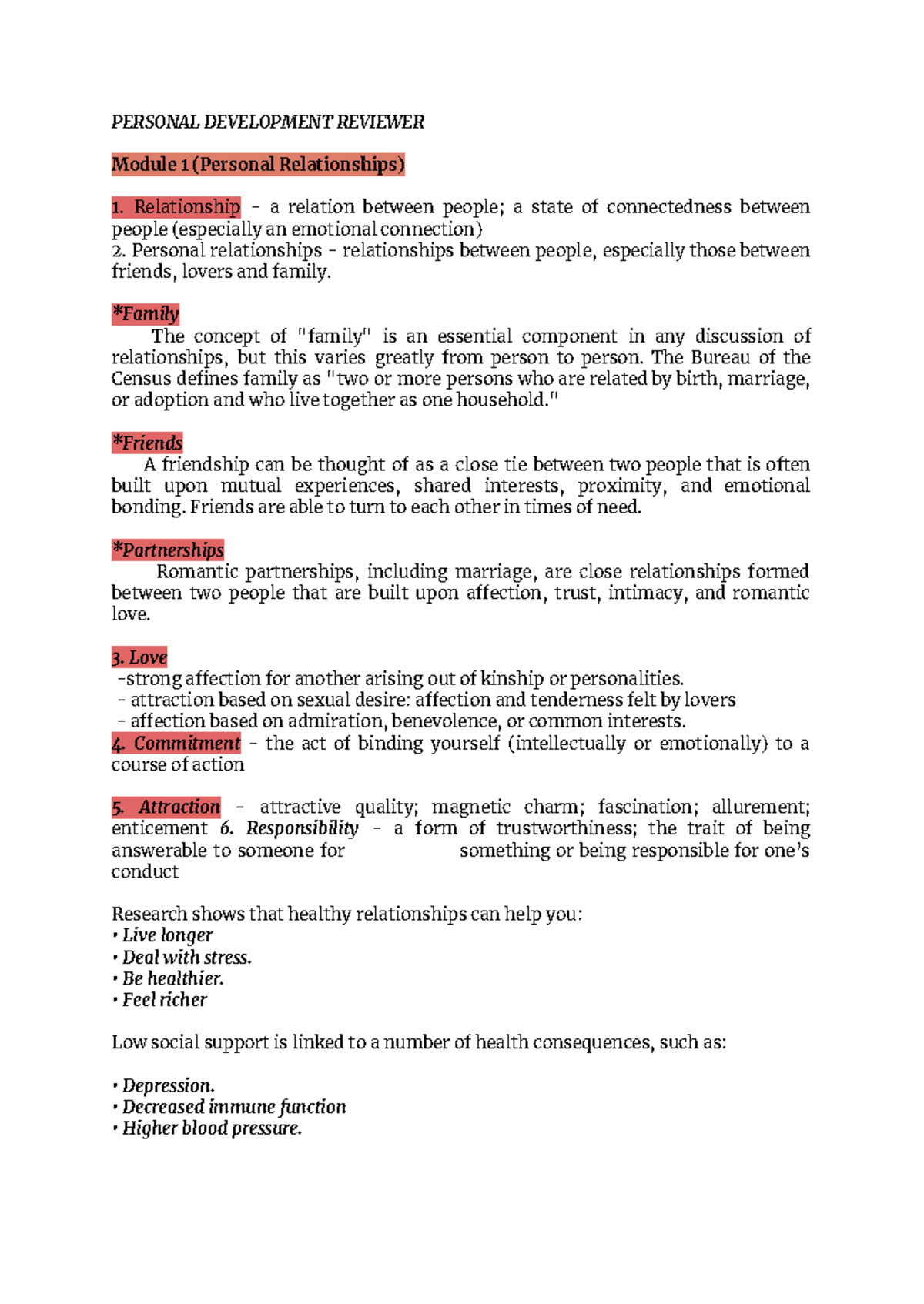 Perdev Notes: Personal Development Key Concepts and Relationships - Studocu