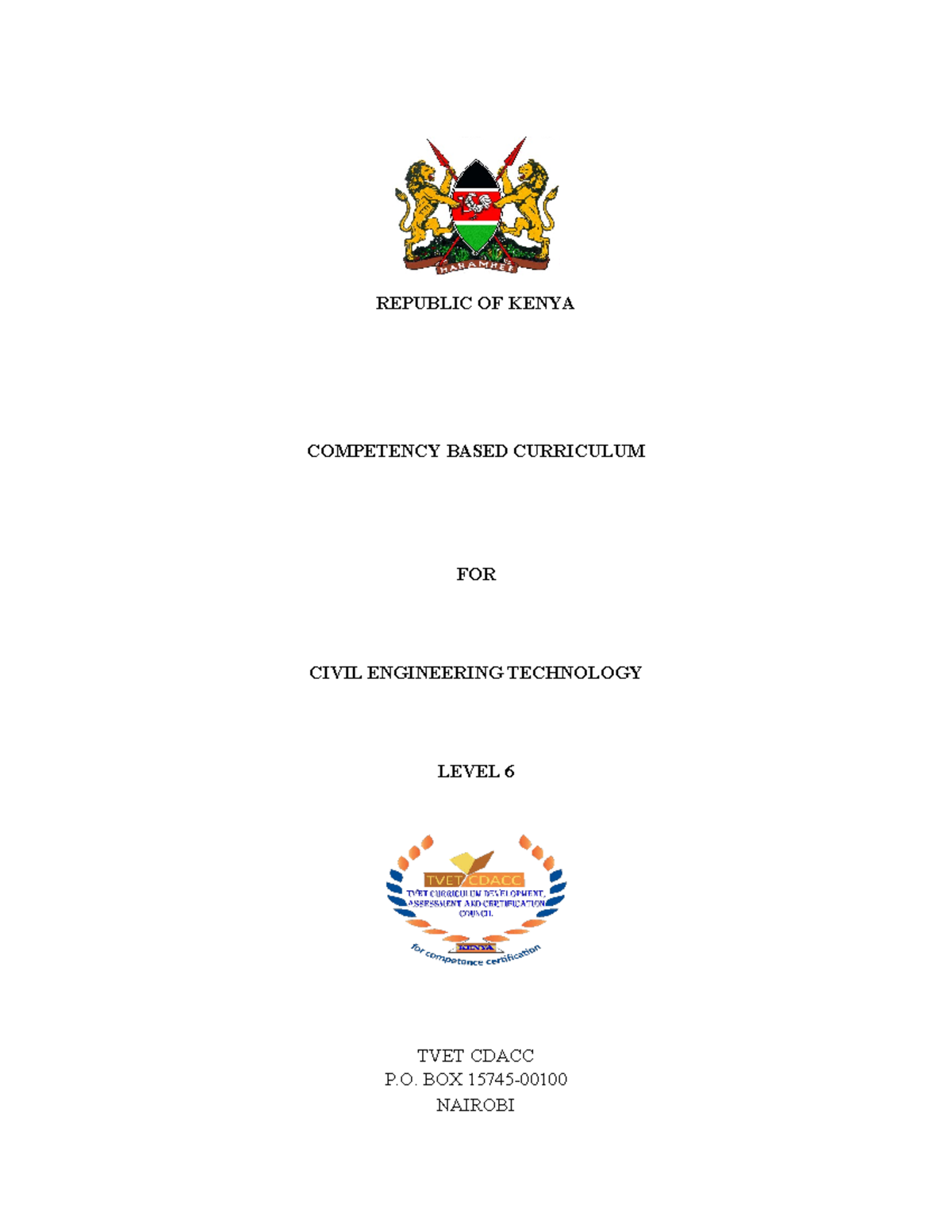 Revised Curriculum for Civil Engineering Technology Level 6 - Studocu