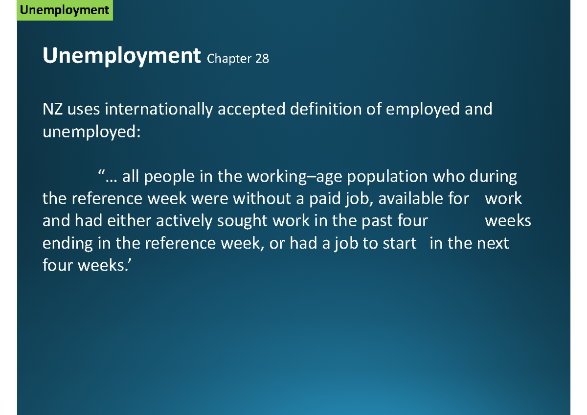 Unemployment Chapter 28: Understanding Definitions and Measurements ...