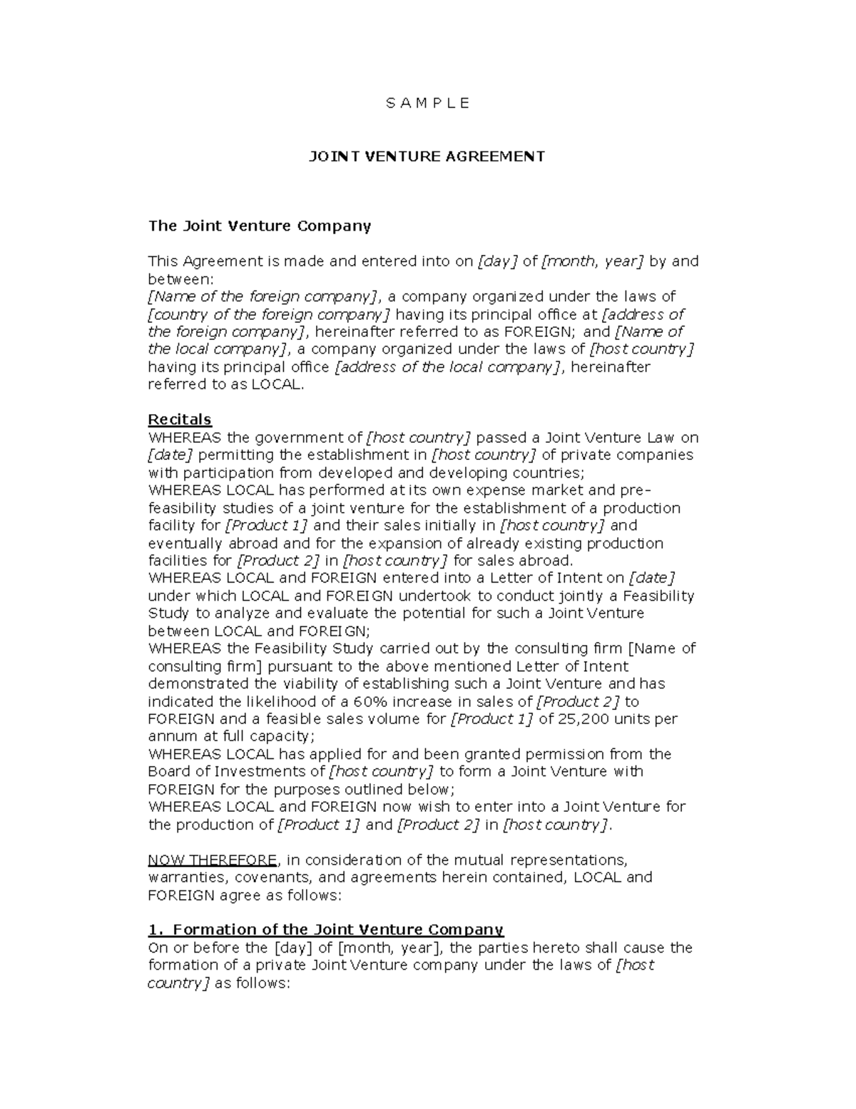 AJV Sample Joint Venture Agreement - m3s19 - Studocu