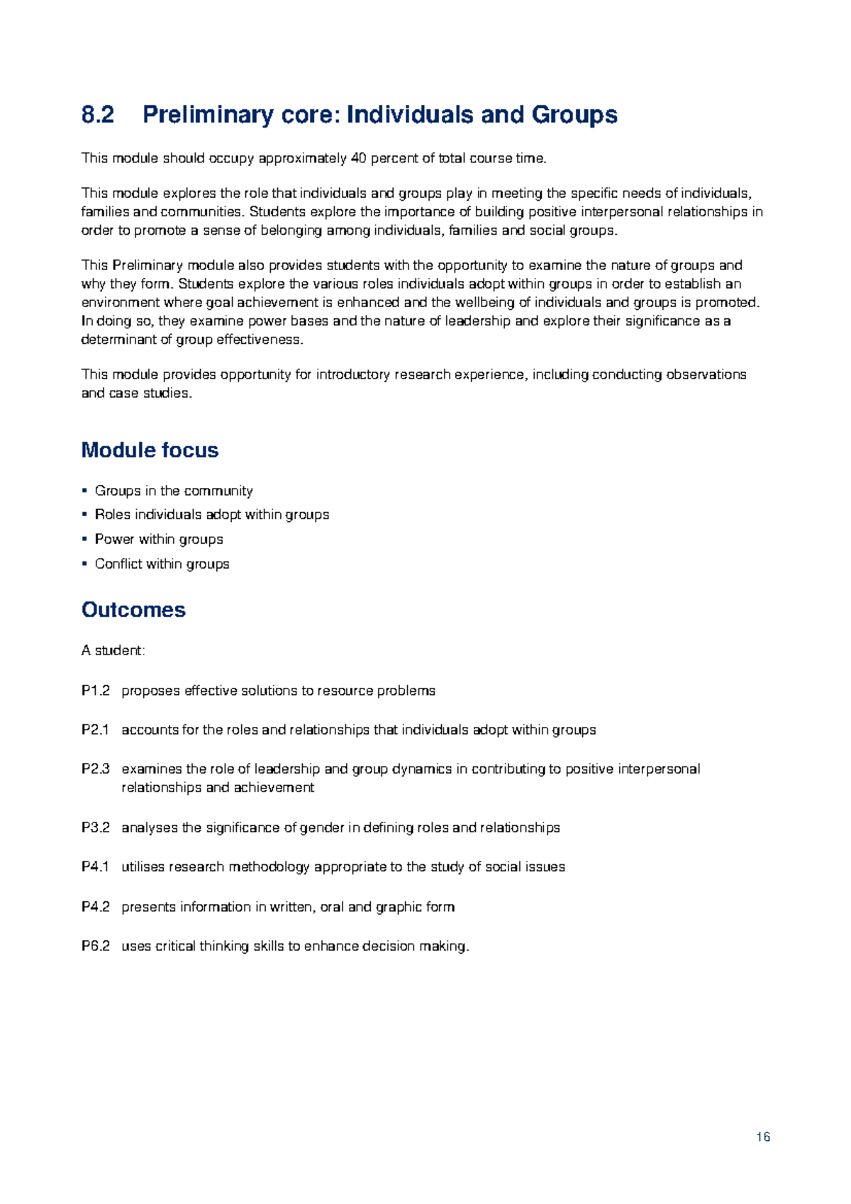 8.2 Preliminary Module: Individuals & Groups in Community Studies - Studocu