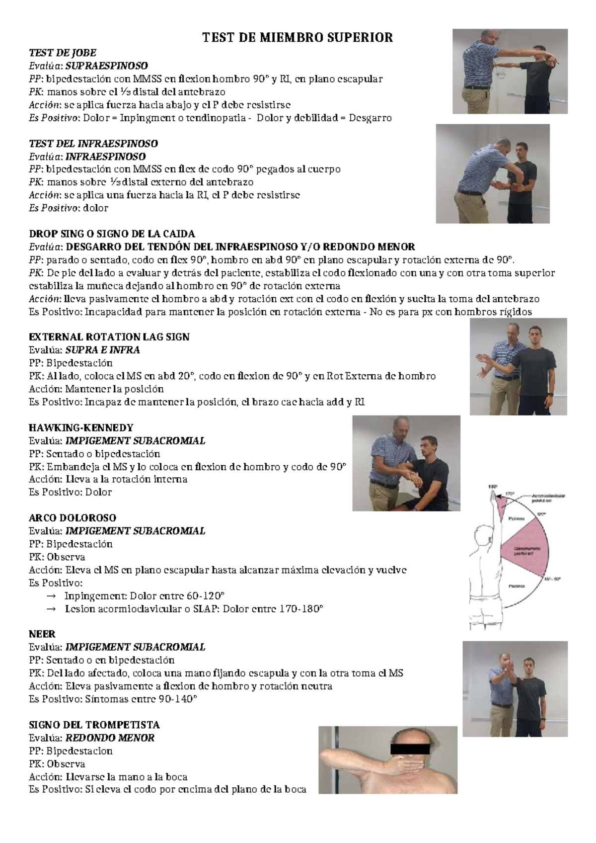 TEST SEMIOLOGICOS: Evaluación de Hombro, Rodilla y Tobillo - Studocu