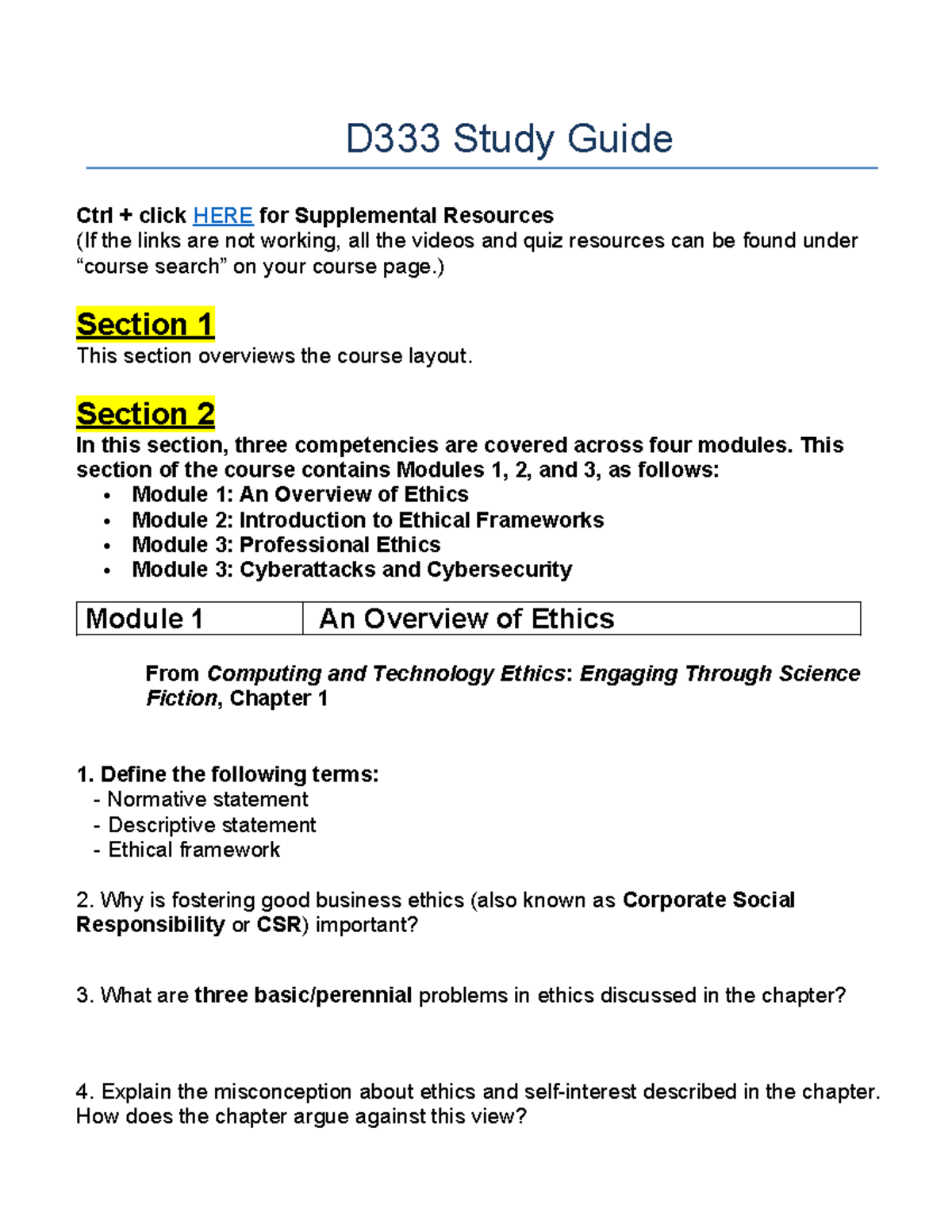 D333 Final Exam Study Guide: Key Concepts in Ethics and IT - Studocu