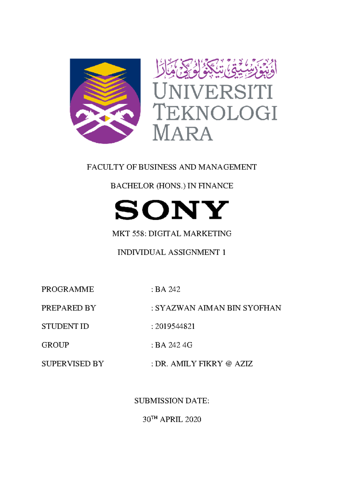 MKT558 Individual Assignment 1: Online Consumer Variables & Macro ...