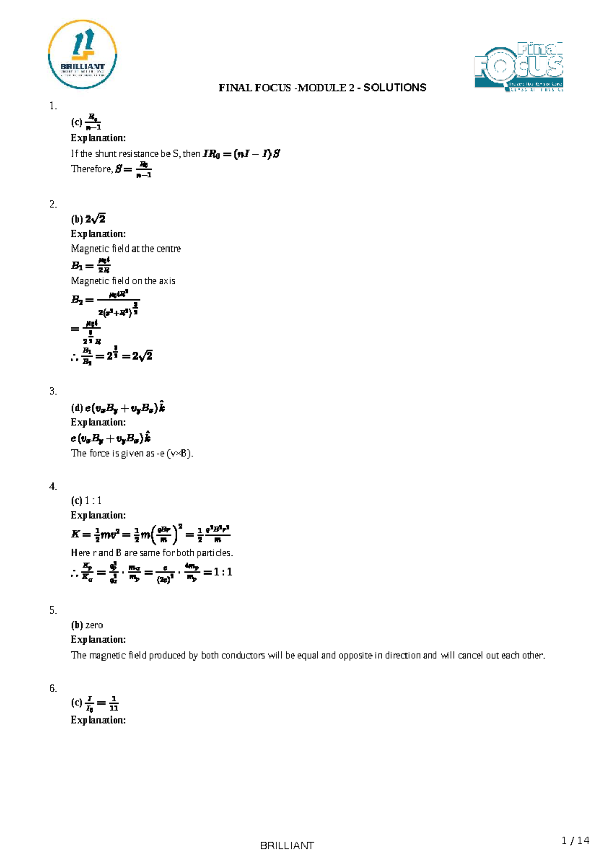 Final Focus Module 02 Solutions for Physics Concepts - Studocu