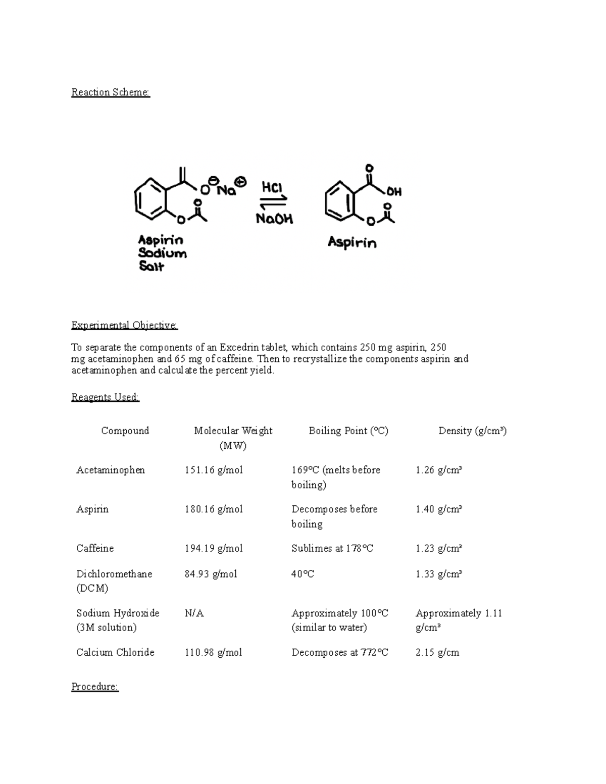 Lab 4 - Google Docs - lab 4 - Reaction Scheme: Experimental Objective ...