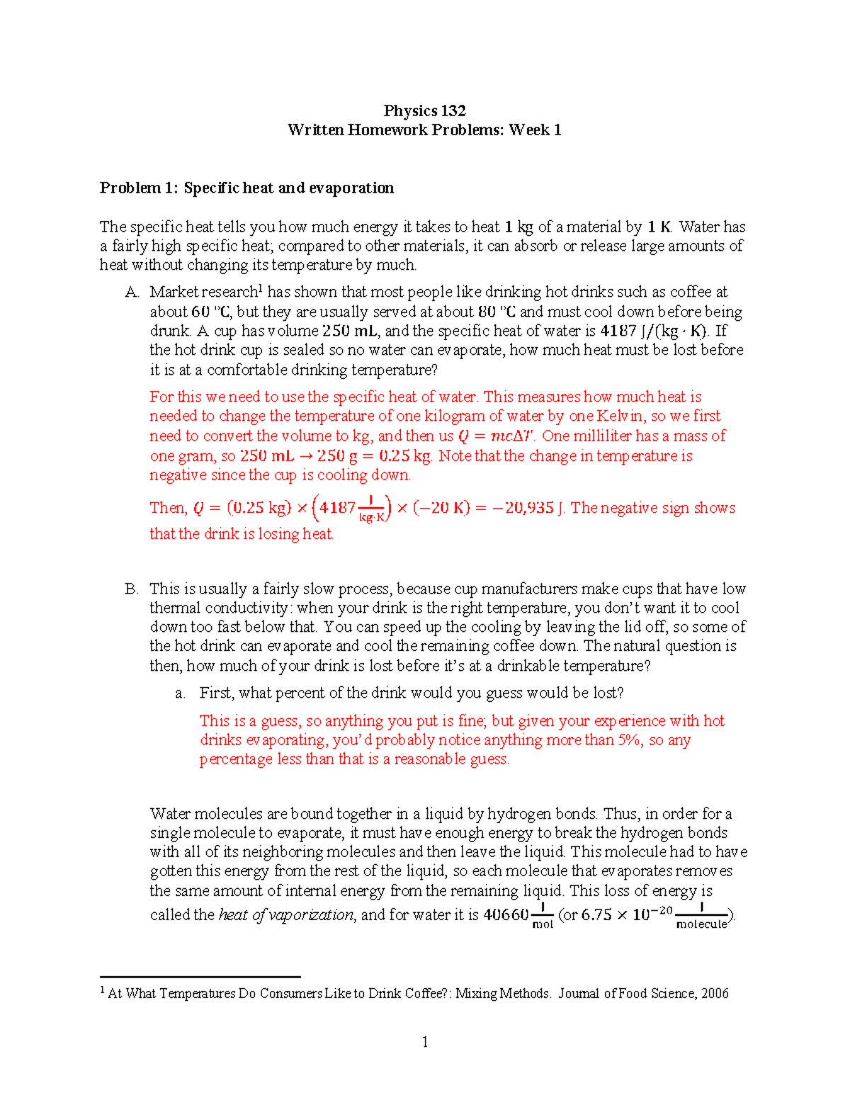 Written Problems- Solution - 1 Physics 132 Written Homework Problems ...