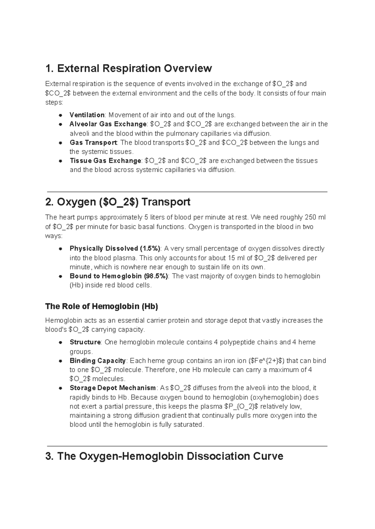 KINE 3012 Midterm 2 Notes: External Respiration & Gas Transport - Studocu