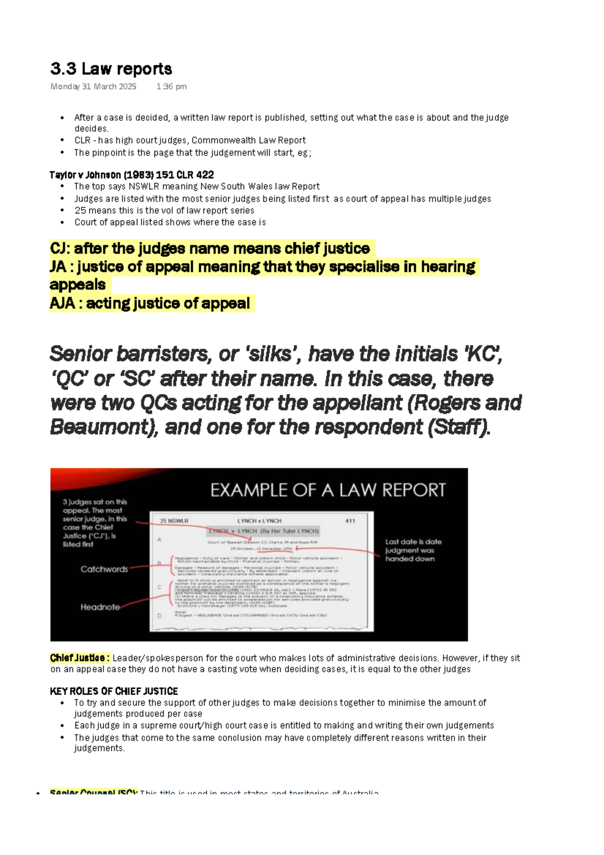 3.3 Law Reports - Lecture Notes on Judicial Decisions and Roles - Studocu