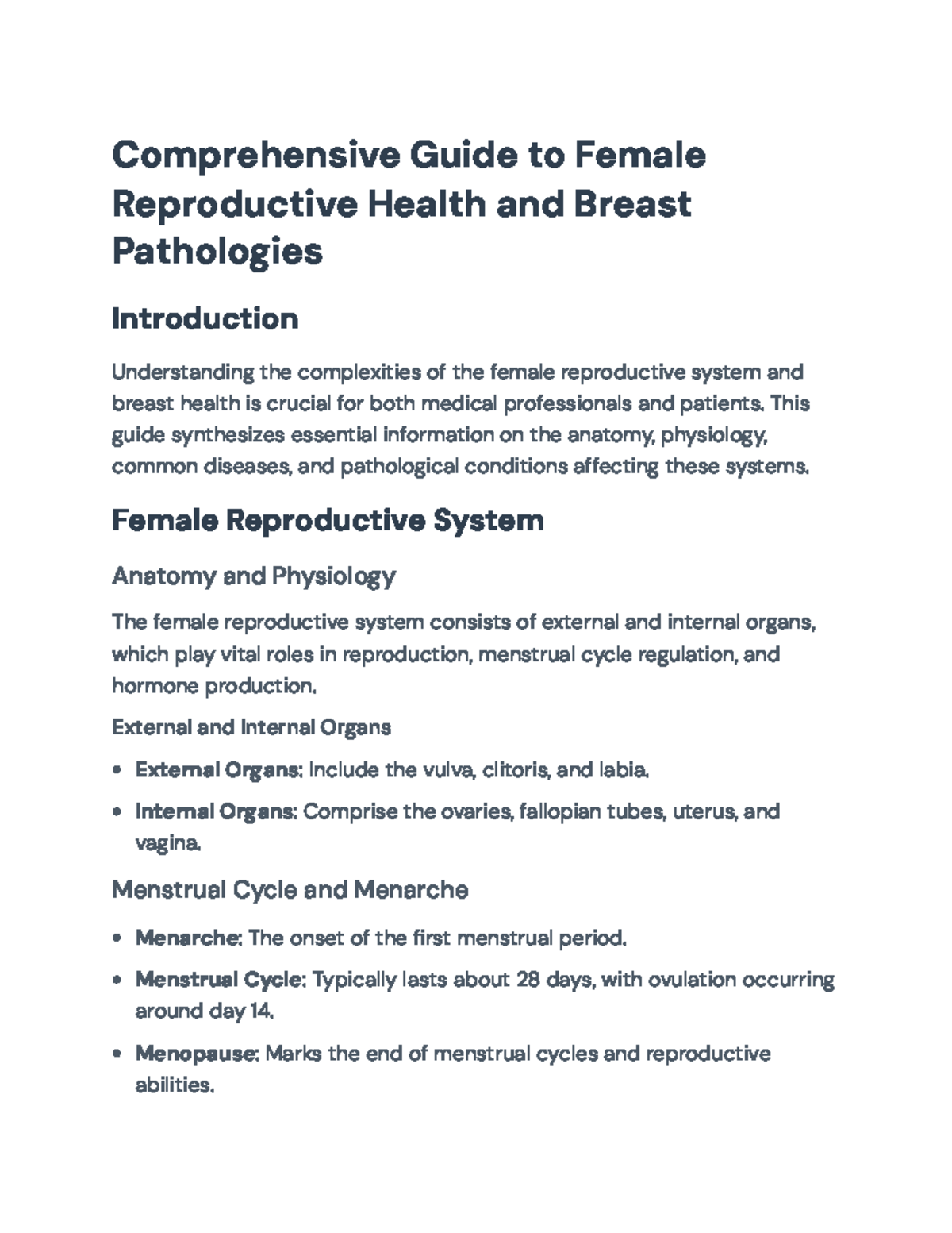 Comprehensive Guide to Female Reproductive Health and Breast ...