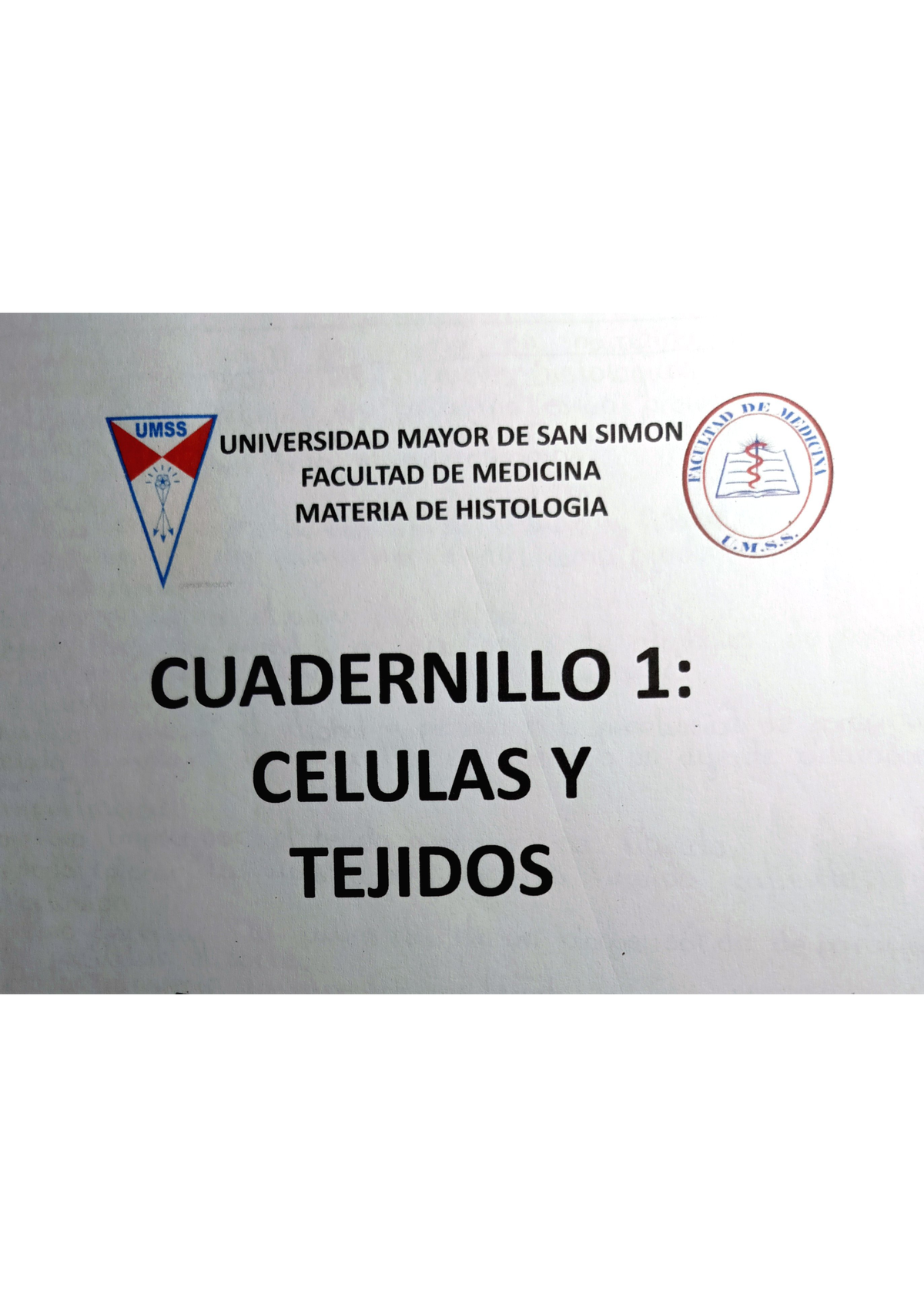 UMSS Cuadernillo de Células y Tejidos: Técnicas Histológicas y Observaciones - Document Preview
